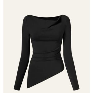 OGL Eco-Mousse® Cowl Neck Side Ruched Asymmetrical Top